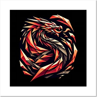 Geometric Firebreath | Abstract Dragon Design Tee Posters and Art